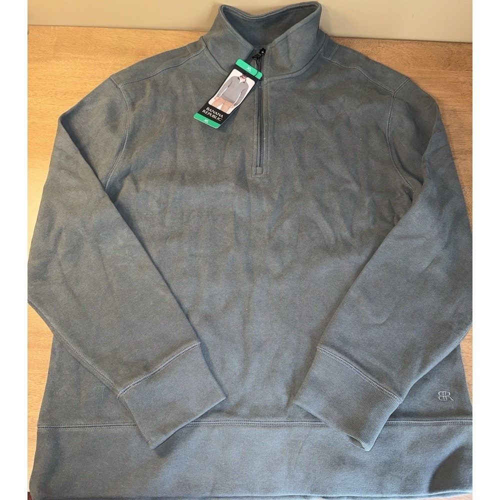 Banana Republic Mens Quarter Zip Pullover Sweater Gray XL New With Tags